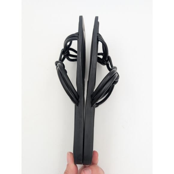 Azalea Wang Stetson Tubular Straps Knot Flat Sandals Women's Black Size US9 EU40 - Picture 6 of 8
